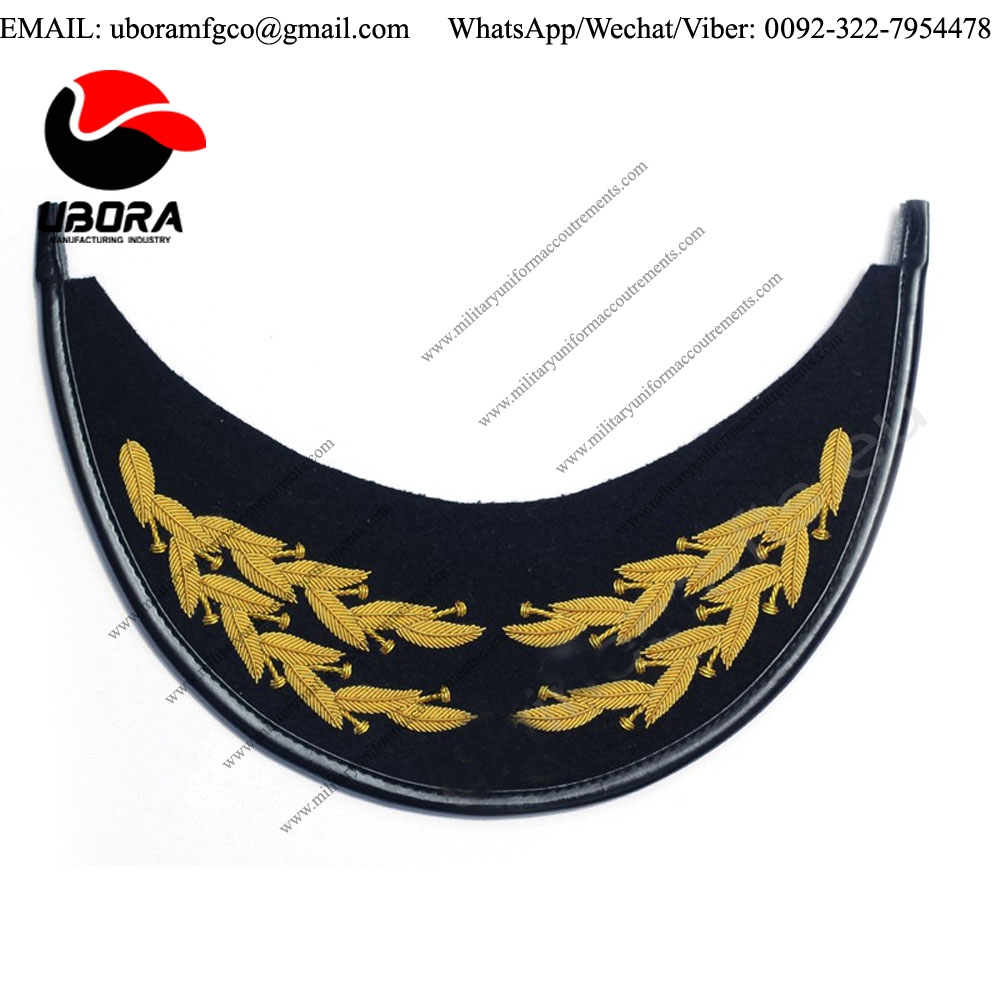 Flat peak visor hand Embroidery gold bullion wire cap accessories